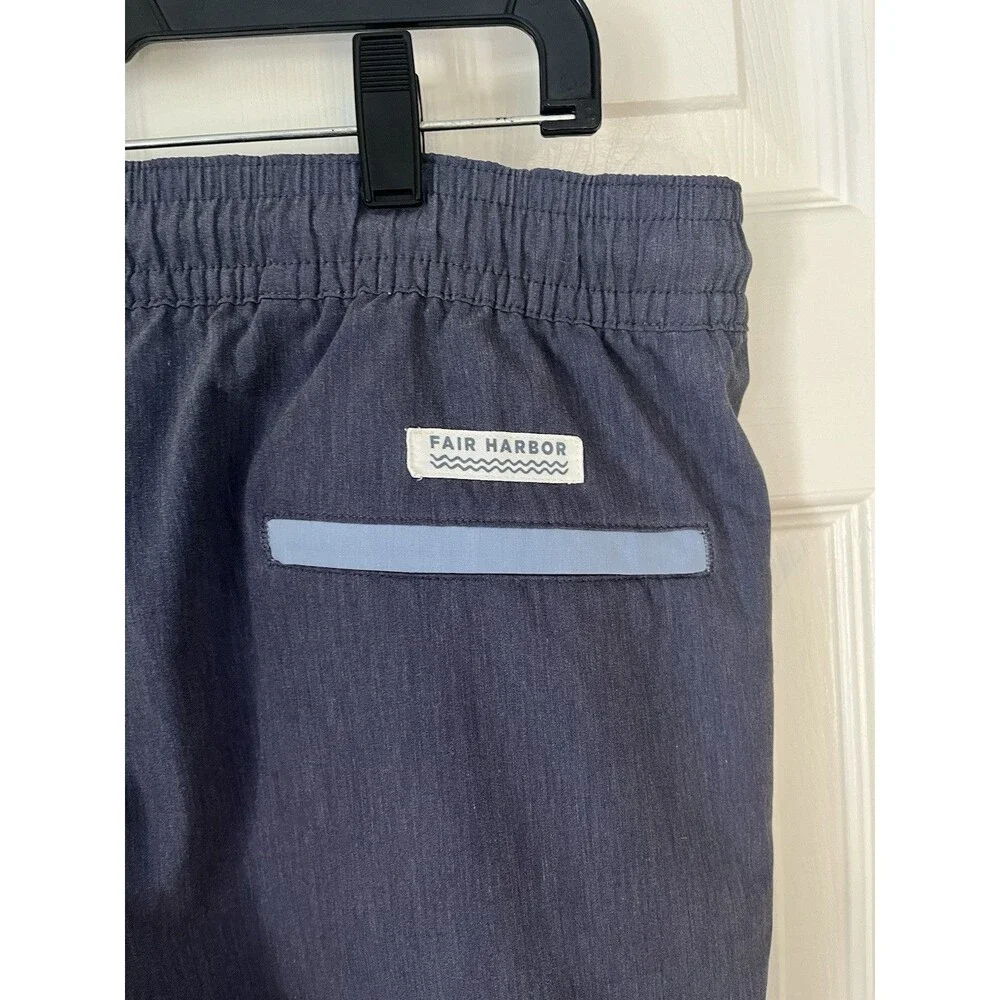 Fair Harbor Shorts Mens Medium Blue Lined Swim Trunks Stretch Colorblock Striped